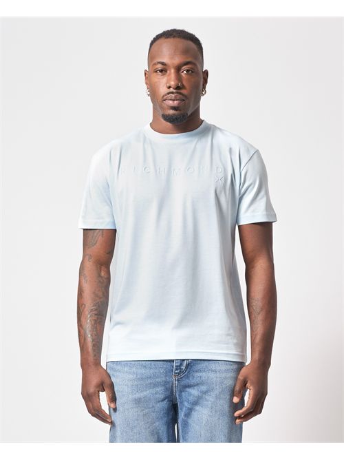 Richmond X Crew Neck T-Shirt with Embossed Logo RICHMOND X | UMP25009TSICE WATER